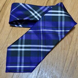 Vesuvio Napoli Purple and Black Tartan Plaid Tie‎ Excellent